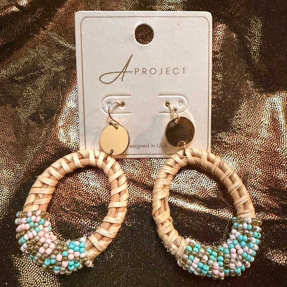 Gold and Multicolor Beaded Hoop Earrings